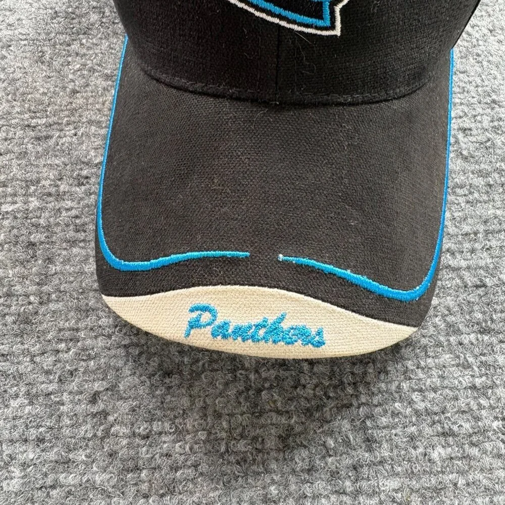 Vintage‎ Y2K Carolina Panthers Reebok NFL Baseball Cap Black Blue Hat Fan